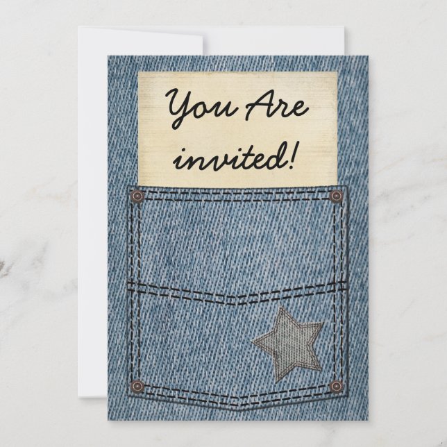 Invitations de partie de poche de jeans (Devant)