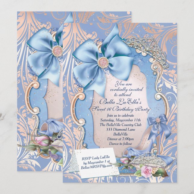 Invitations de partie de Quinceanera du bonbon 16 (Devant / Derrière)