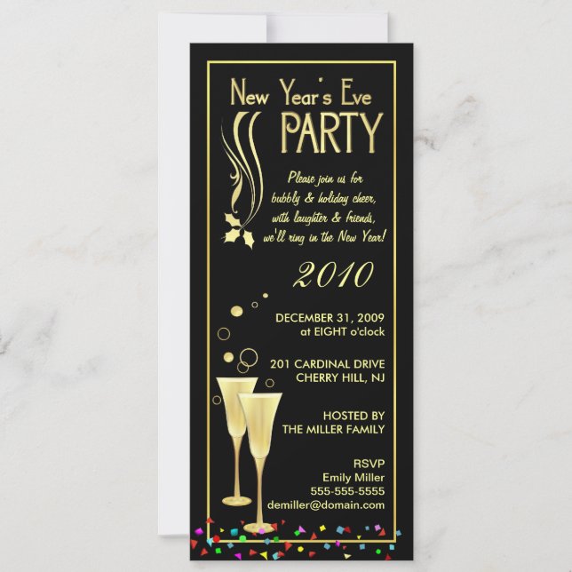 Invitations de partie de réveillon de la Saint (Devant)