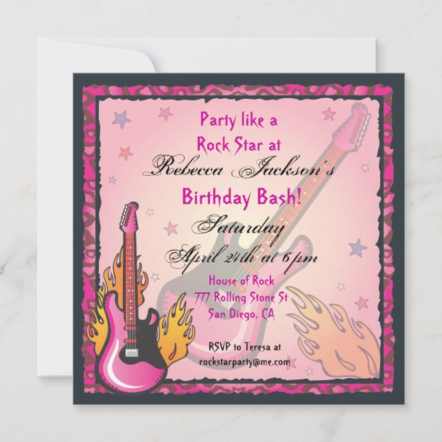 Invitations de partie de RockStar (Devant)