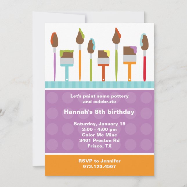 Invitations de parties de peinture (Devant)