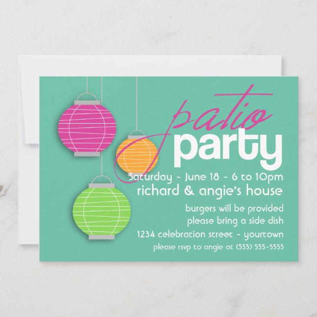 Invitations de patio d'été (Devant)