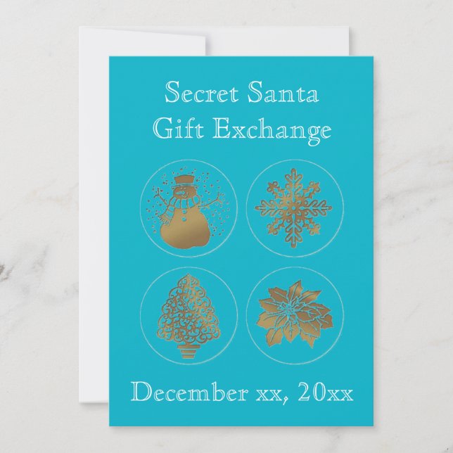 Invitations de phoques d'or Turquoises Turquoise S (Devant)
