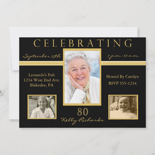 Invitations de photos de la fête du 80e anniversai (Devant)