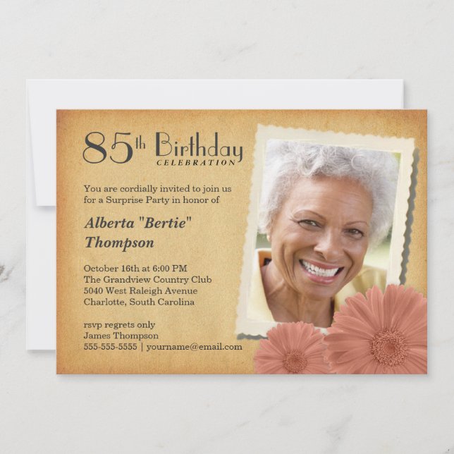 Invitations de photos pour le 85e anniversaire de  (Devant)