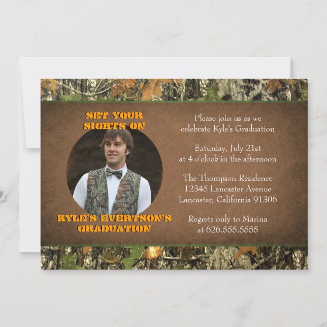 Invitations de photos pour les diplômes de Camo (Devant)
