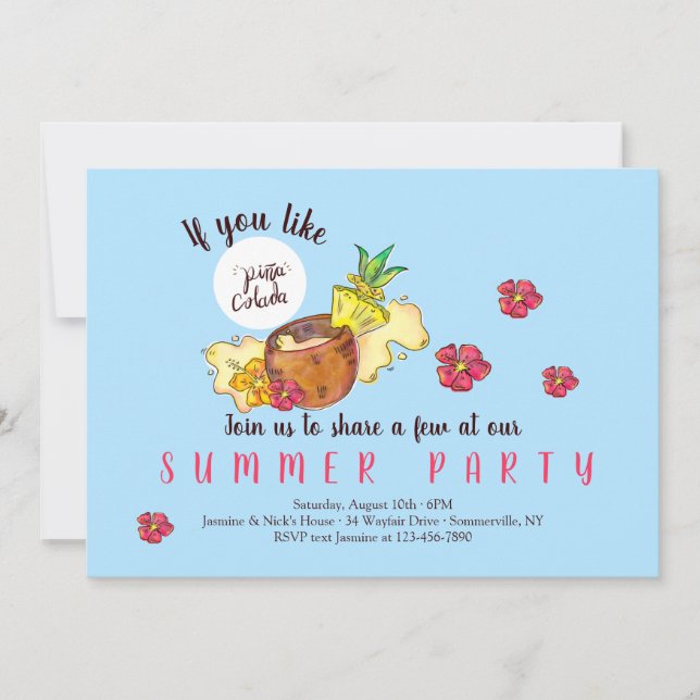 Invitations de Piña Colada Party (Devant)
