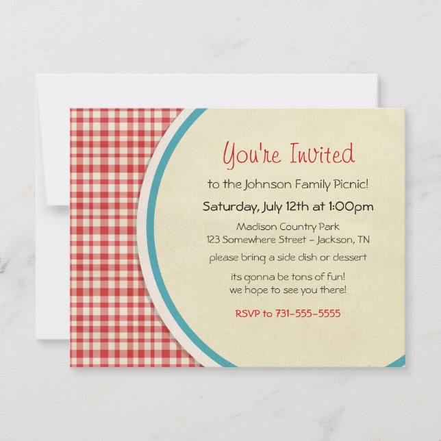 Invitations de pique-nique Red Picnic Plaid (Devant)