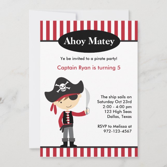Invitations de pirate Boy (Devant)