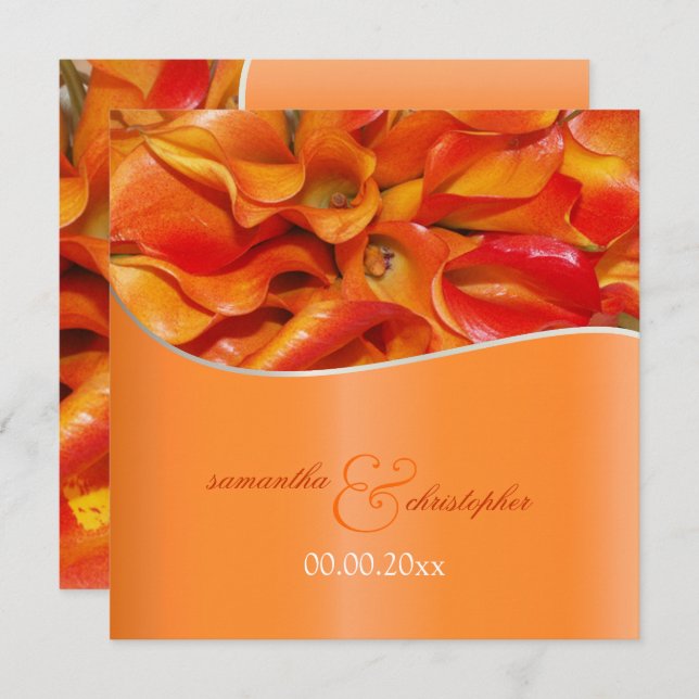 INVITATIONS DE PixDezines BURNT ORANGE CALLA LILY (Devant / Derrière)