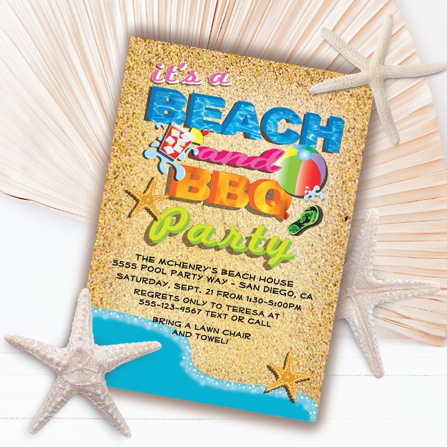 Invitations de plage et de barbecue (Créateur téléchargé)