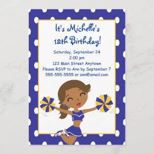 Invitations de pom-pom girl d'or de marine