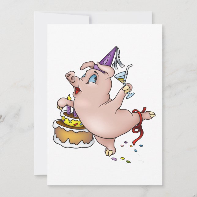 Invitations de porc d'anniversaire (Devant)
