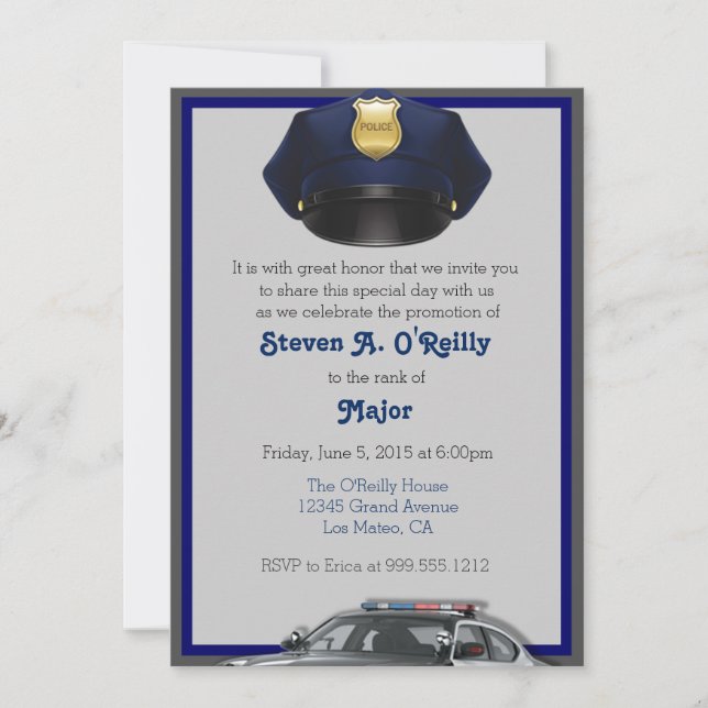Invitations de promotion des agents de police (Devant)