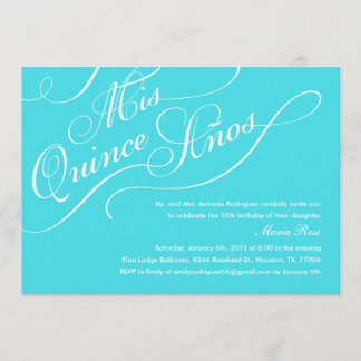 Invitations de Quinceanera à l'élégance bleu turqu