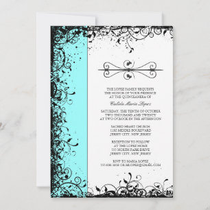 Invitations de Quinceanera bleu turquoise