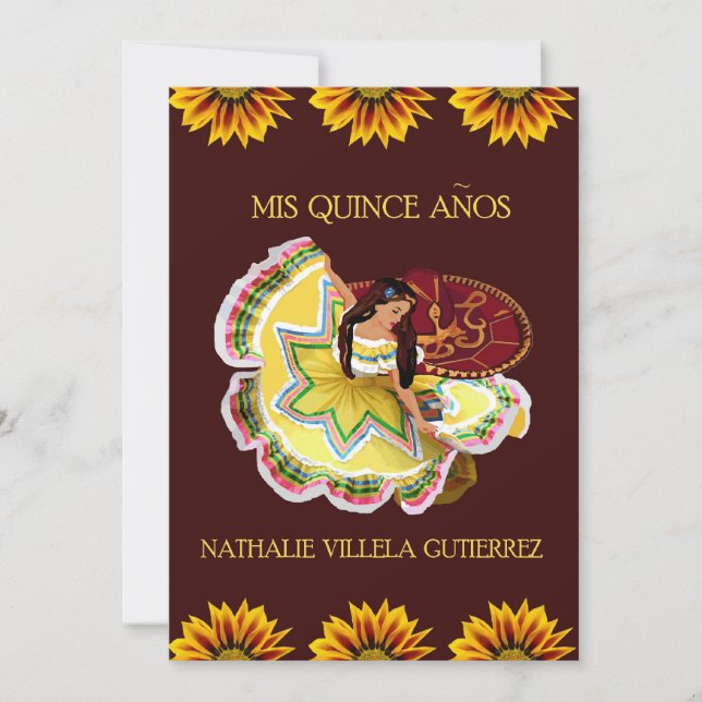 Invitations de Quinceanera de tournesol personnali (Devant)