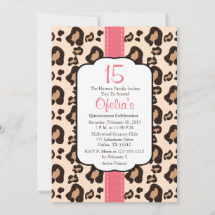 Invitations de Quinceanera Empreinte de léopard ro