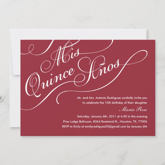 Invitations de Quinceanera, une légende rouge (Devant)