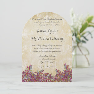 Invitations de Raspberry Paisley Mariage damassé