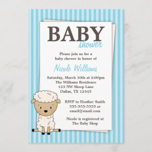 Invitations de rayure bleue de baby shower