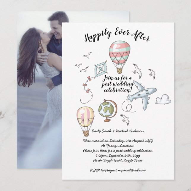 Invitations de réception de mariage - Heureusement (Devant / Derrière)