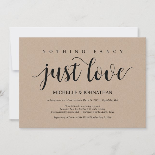 Invitations de réception Rustic Kraft Mariage Elop (Devant)