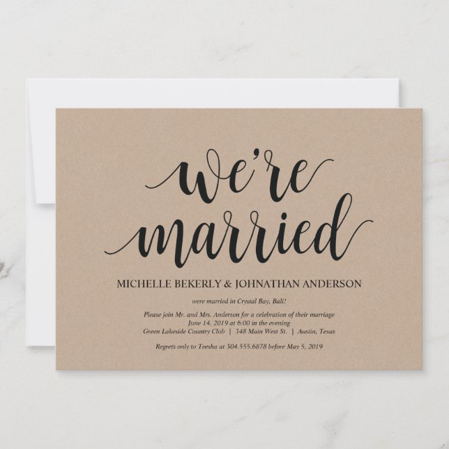 Invitations de réception Rustic Kraft Mariage Elop (Devant)