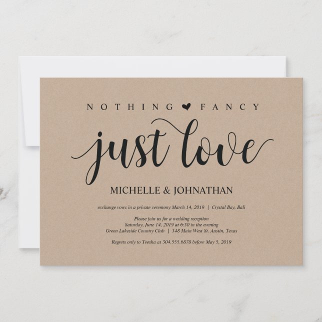 Invitations de réception Rustic Kraft Mariage Elop (Devant)