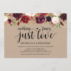 Invitations de réception Rustique Bourgogne Floral
