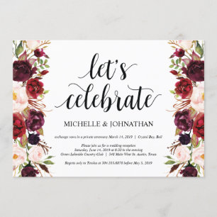 Invitations de réception Rustique Bourgogne Floral