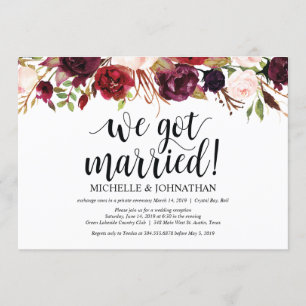 Invitations de réception Rustique Bourgogne Floral