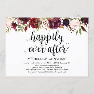 Invitations de réception Rustique Bourgogne Floral