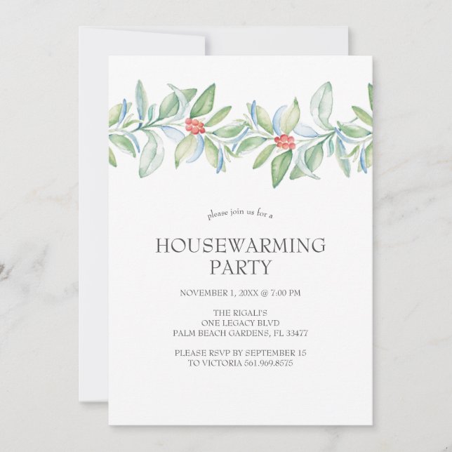Invitations de réchauffement ménager Aquarelle Noë (Devant)