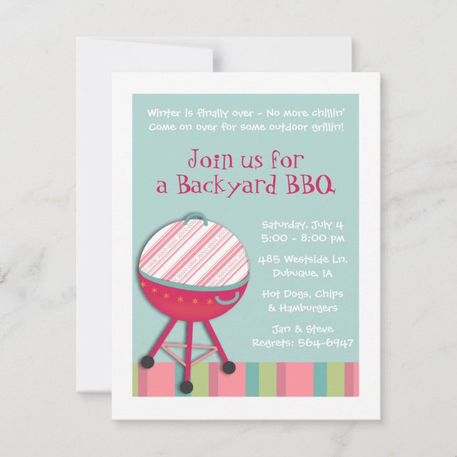 Invitations de réfrigération et de grillades (Devant)