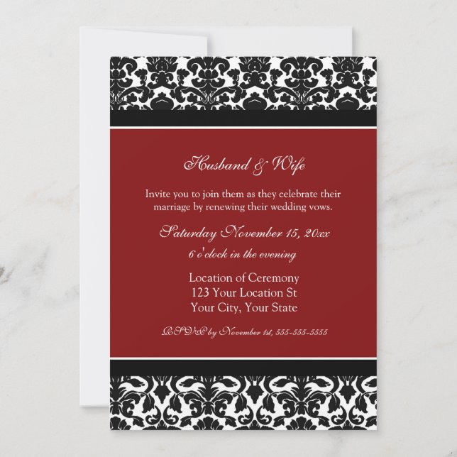 Invitations de renouvellement de la fenêtre Red Ma (Dos)