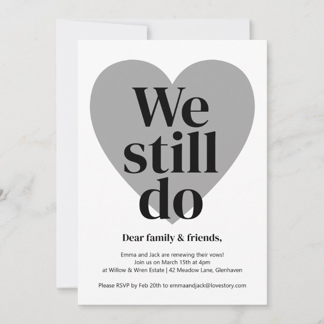 Invitations de renouvellement Vow Conception simpl (Devant)