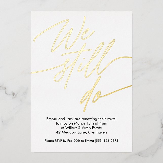 Invitations de renouvellement Vow Simple Gold Foil (Recto)