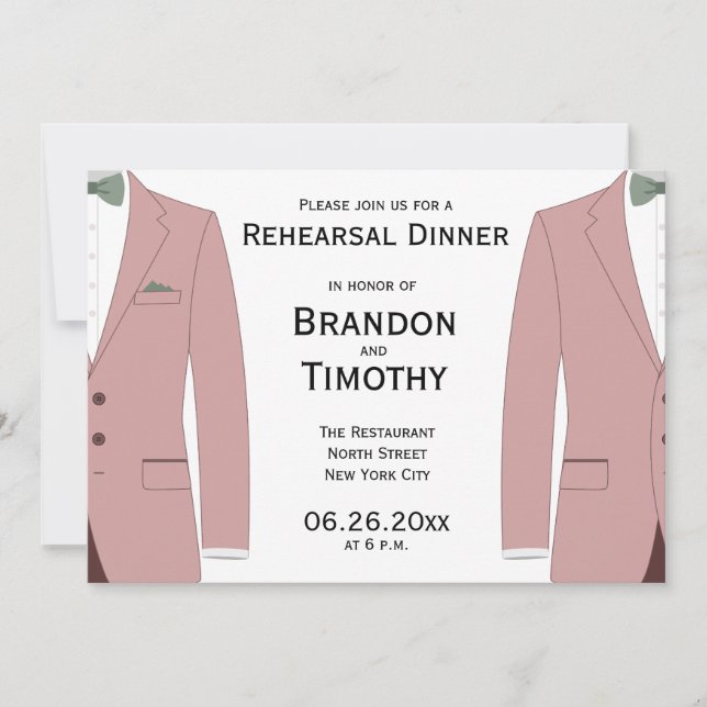 Invitations De Répétition De Mariages Gays Rose Et (Devant)