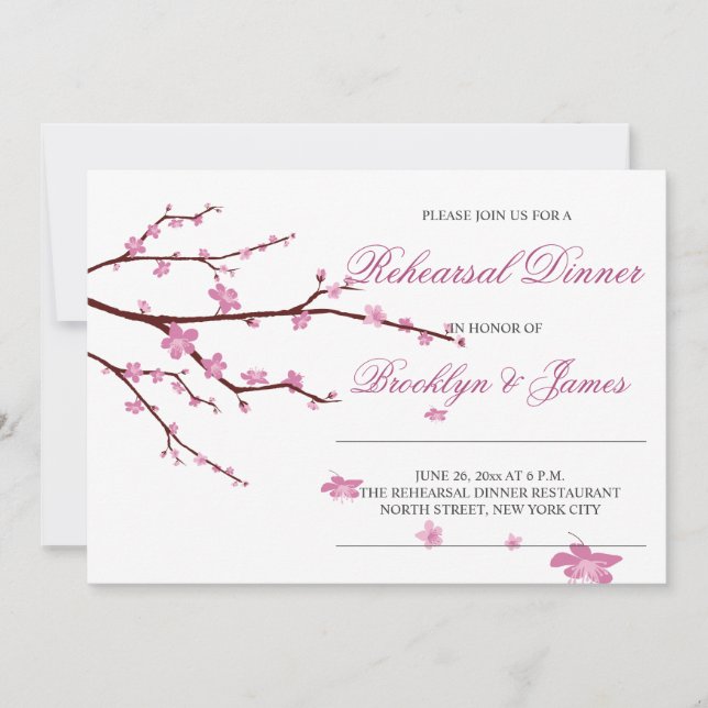 Invitations de répétition Mariage Cherry Blossom (Devant)