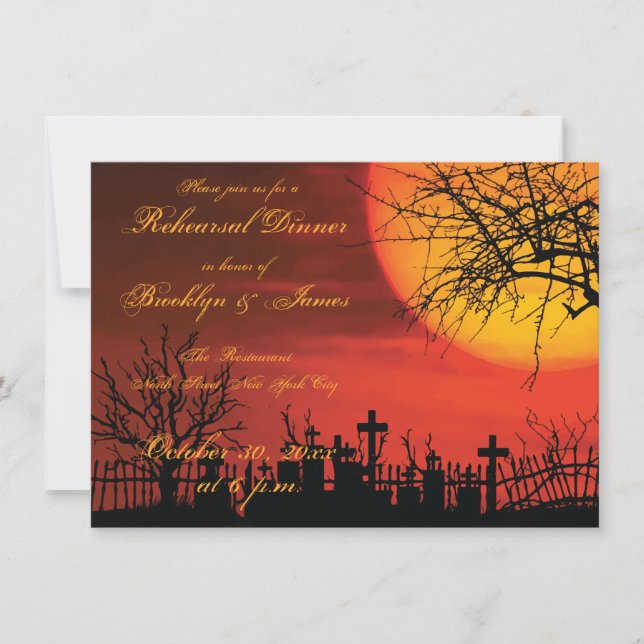 Invitations de répétition Mariage d'Halloween noir (Devant)