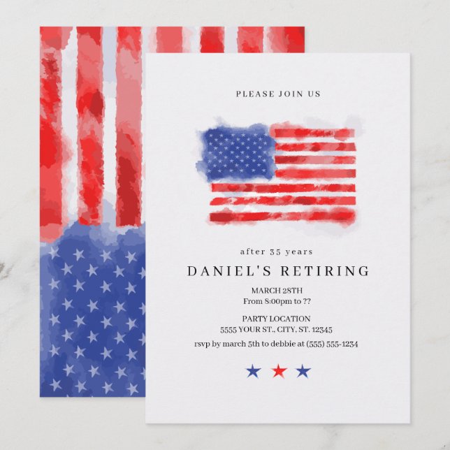 Invitations de retrait du drapeau américain Waterc (Devant / Derrière)