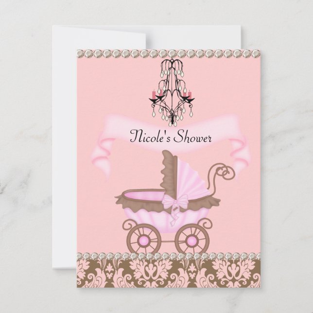 INVITATIONS DE RETRO DAMASSÉ POUR BABY SHOWER FILL (Devant)