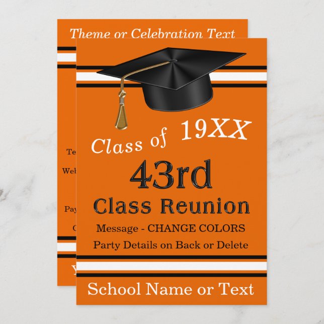 Invitations de réunion de 43e classe, orange, noir (Devant / Derrière)