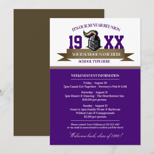 Invitations de réunion de classe de bannière Masco (Devant / Derrière)