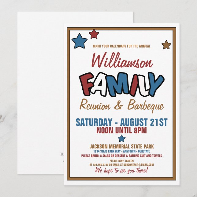 Invitations de réunion de famille amusante (Devant / Derrière)