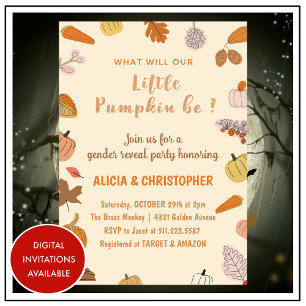 Invitations de révélation de genre Halloween autom