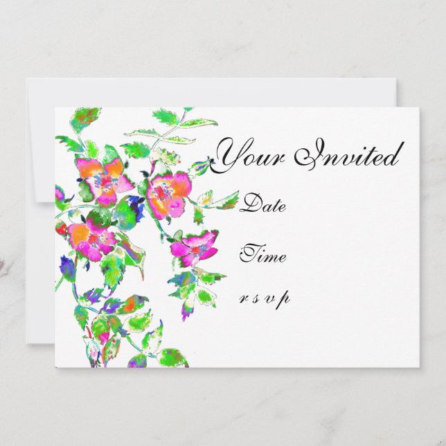 Invitations de rose rose vintage (Devant)