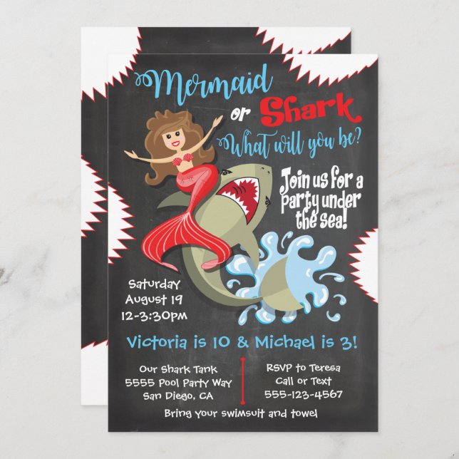 Invitations de sirène ou de requin à la fête d'ann (Devant / Derrière)