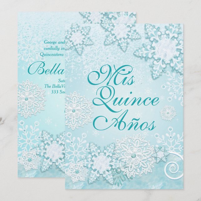 Invitations de Snowflake Winter Wonderland (Devant / Derrière)